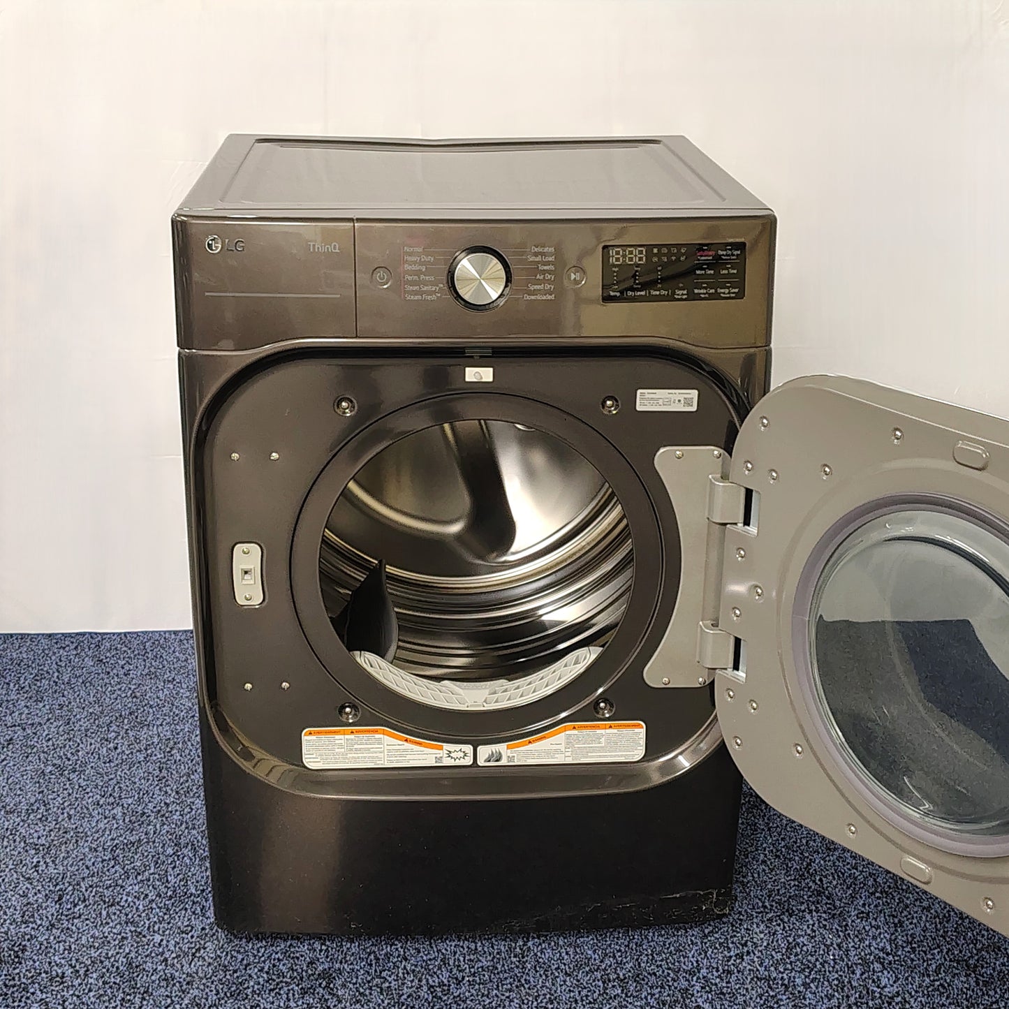 LG 9.0 cu. ft. Vented SMART Stackable Electric Dryer in Black Steel with TurboSteam and Sensor Dry Technology DLEX8900B