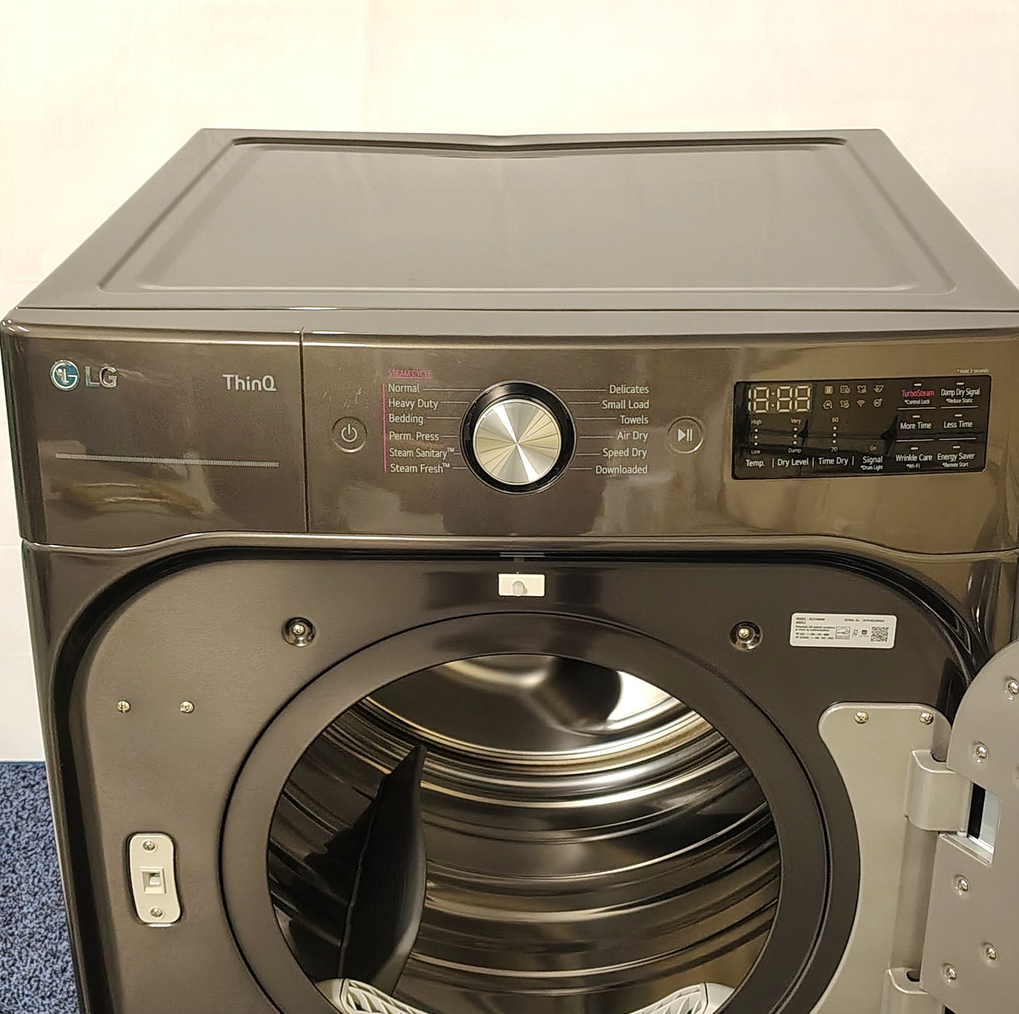 LG 9.0 cu. ft. Vented SMART Stackable Electric Dryer in Black Steel with TurboSteam and Sensor Dry Technology DLEX8900B
