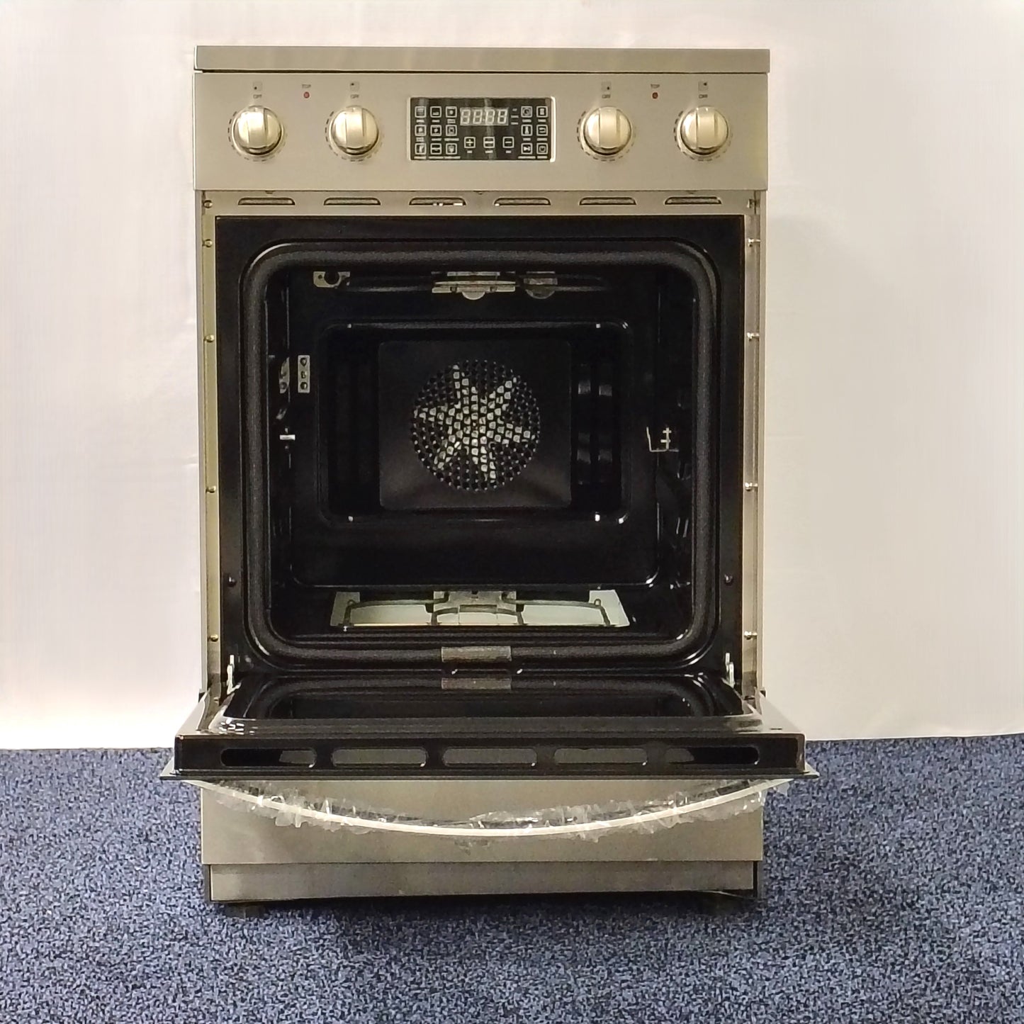 Lanbo 24 in. 4 Burner Elements Freestanding Electric Range in Stainless Steel with Air Fry, Rotisserie and True Convection LBERT24RCSAA