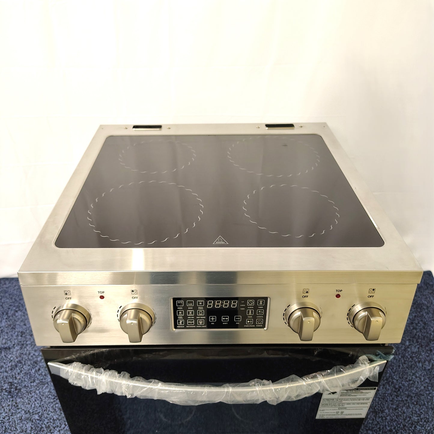 Lanbo 24 in. 4 Burner Elements Freestanding Electric Range in Stainless Steel with Air Fry, Rotisserie and True Convection LBERT24RCSAA
