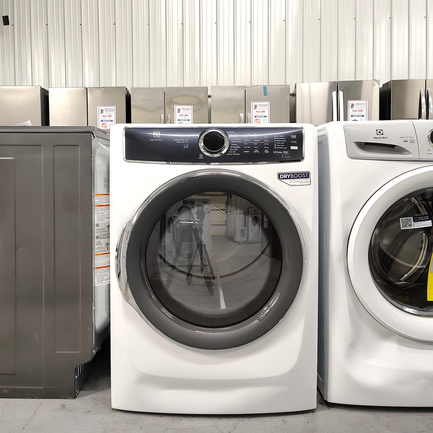 Electrolux 8 cu. ft. vented Front Load Stackable Electric Dryer in White with LuxCare Dry and Automatic Temperature Control ELFE7537AW