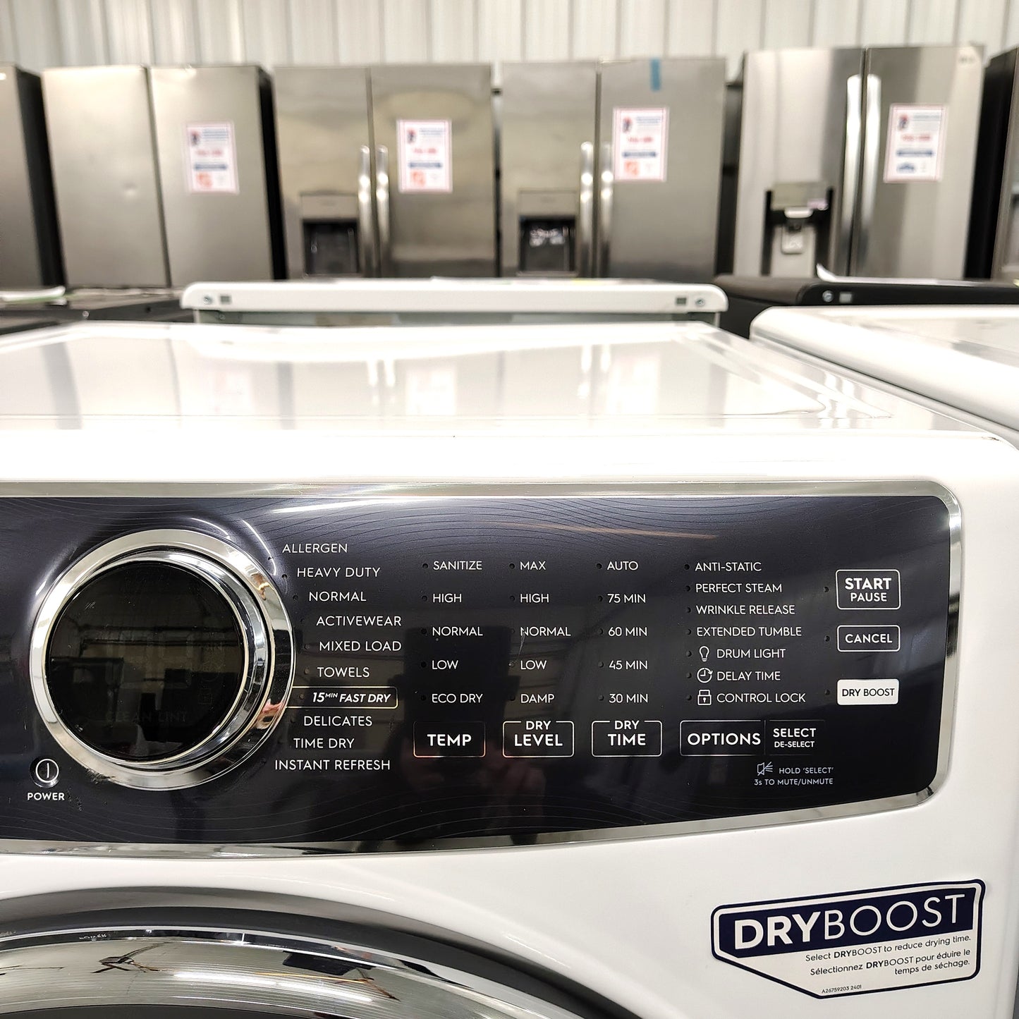 Electrolux 8 cu. ft. vented Front Load Stackable Electric Dryer in White with LuxCare Dry and Automatic Temperature Control ELFE7537AW