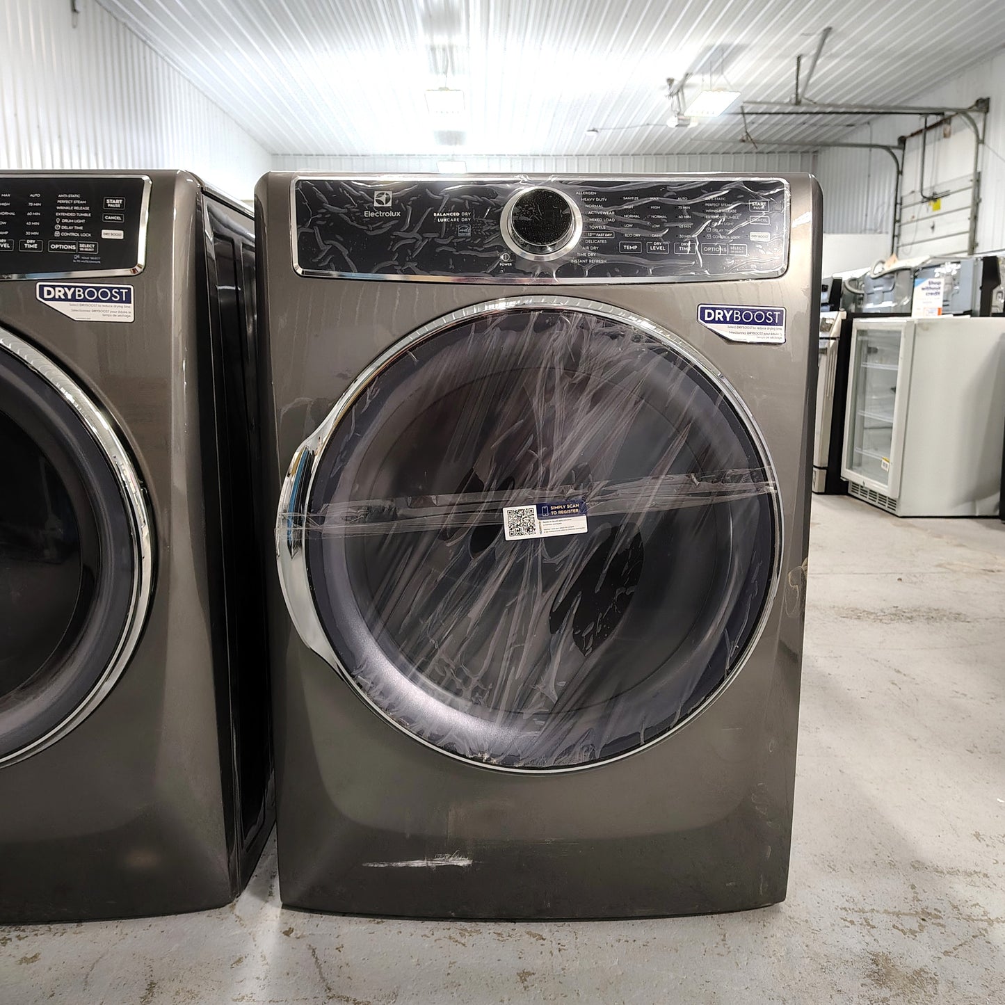 Electrolux 8 cu. ft. vented Front Load Stackable Electric Dryer in Titanium with LuxCare Dry and Perfect Steam ELFE7637AT