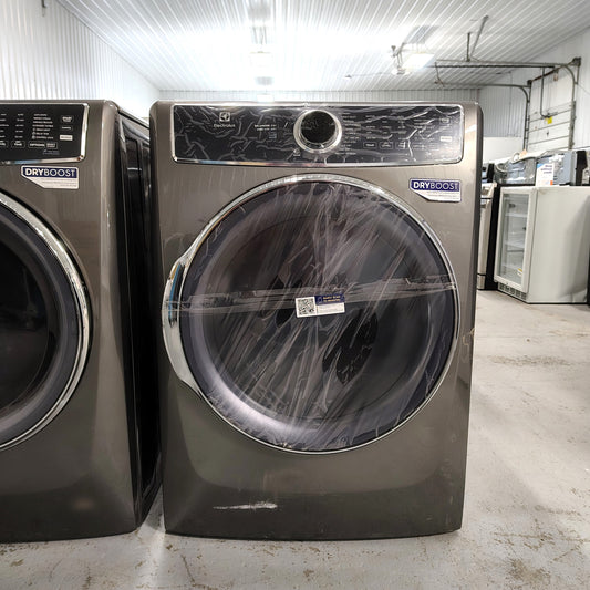 Electrolux 8 cu. ft. vented Front Load Stackable Electric Dryer in Titanium with LuxCare Dry and Perfect Steam ELFE7637AT