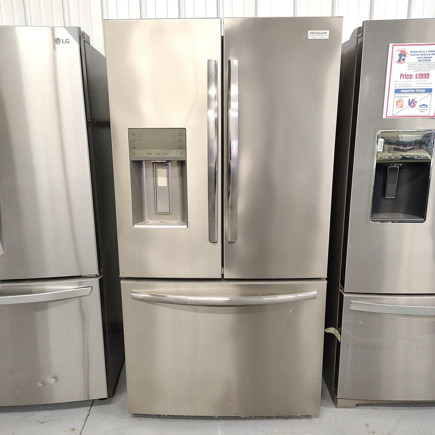 Frigidaire 36 in. Gallery 28 cu. ft. Standard Depth French Door Refrigerator in Smudge-Proof Stainless Steel With Water and Ice Dispenser GRFS2853AF2