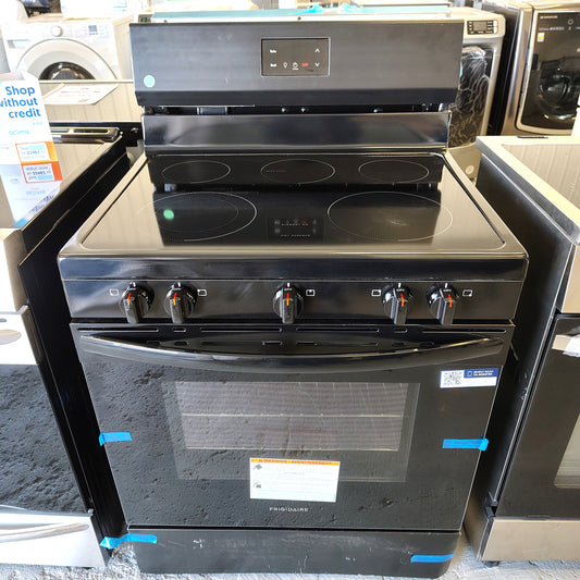 Frigidaire 30 Inch Freestanding Electric Range with 5 Elements, 5.3 cu. ft. Oven Capacity, Quick Boil Element, SpaceWise® Dual Element, Storage Drawer, and Manual Clean FCRE3052BB