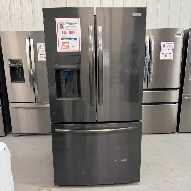 Frigidaire 36 in. Gallery 28 cu. ft. Standard Depth French Door Refrigerator in Smudge-Proof Black Stainless Steel GRFS2853AD