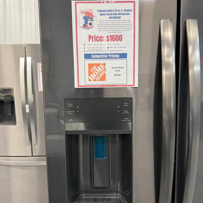 Frigidaire 36 in. Gallery 28 cu. ft. Standard Depth French Door Refrigerator in Smudge-Proof Black Stainless Steel GRFS2853AD