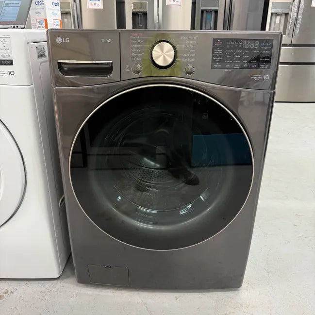 LG 4.5 Cu. Ft. Stackable SMART Front Load Washer in Black Steel with Steam and TurboWash360 Technology WM4000HBA