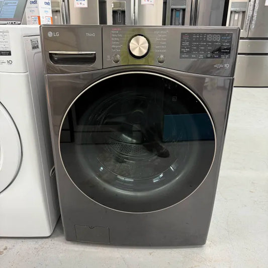 LG 4.5 Cu. Ft. Stackable SMART Front Load Washer in Black Steel with Steam and TurboWash360 Technology WM4000HBA