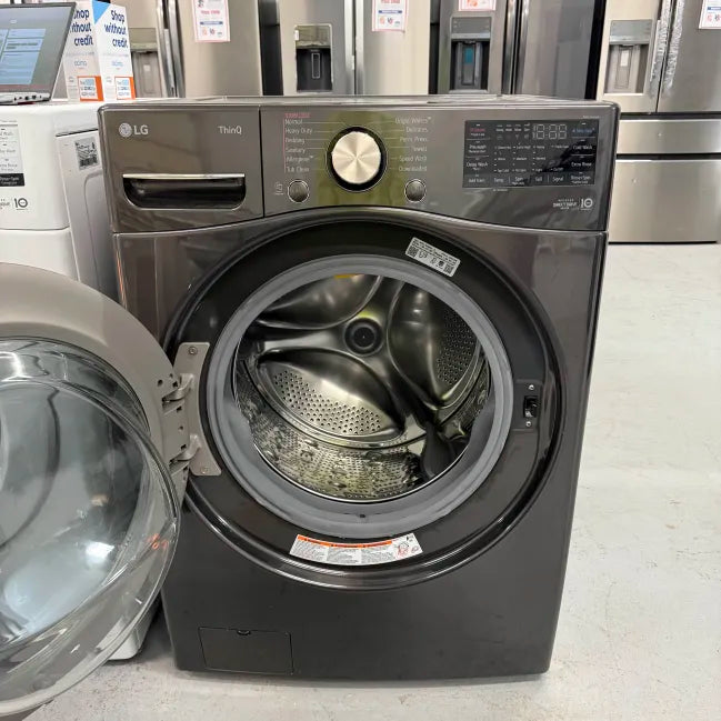 LG 4.5 Cu. Ft. Stackable SMART Front Load Washer in Black Steel with Steam and TurboWash360 Technology WM4000HBA