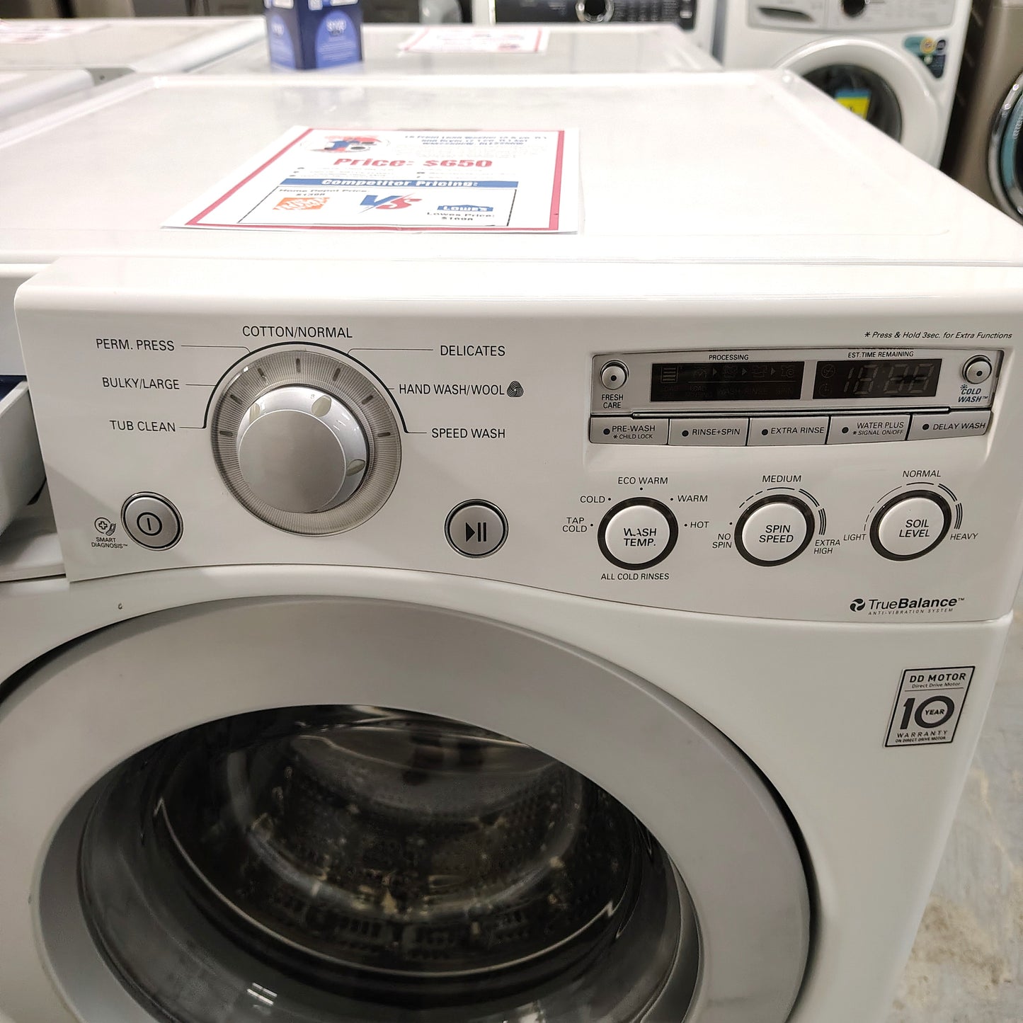 LG Extra Large Capacity Front Load Washer (3.6 cu. ft.) and Dryer (7.1 cu. ft.) - WM2250CW; DLE2250W