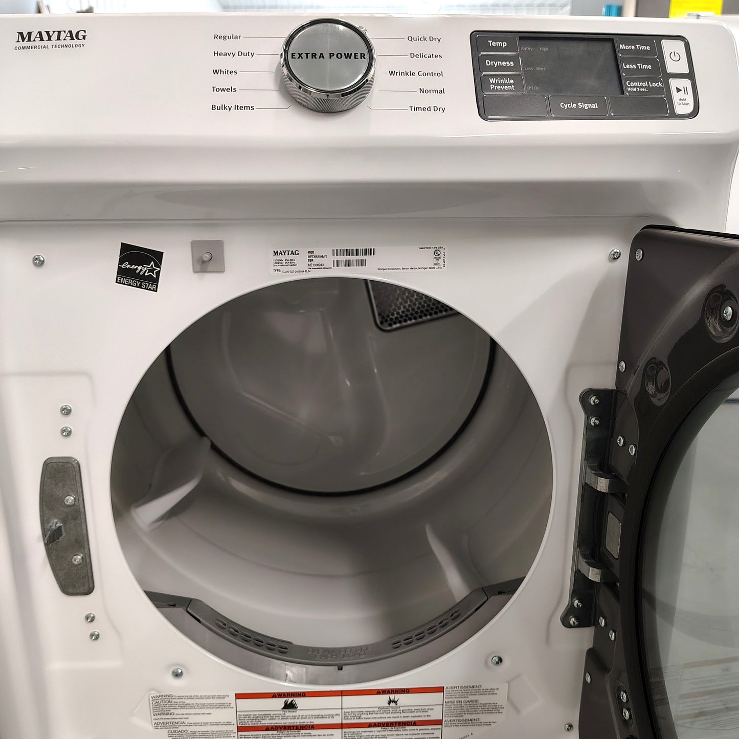 Maytag 7.3 cu. ft. 240-Volt White Stackable Electric Vented Dryer with Quick Dry Cycle MED5630HW2