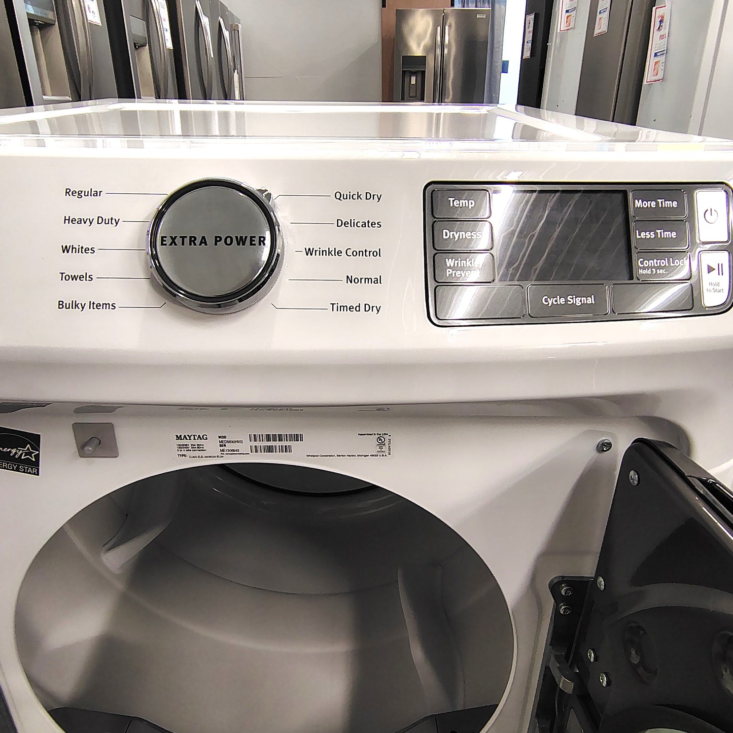 Maytag 7.3 cu. ft. 240-Volt White Stackable Electric Vented Dryer with Quick Dry Cycle MED5630HW2