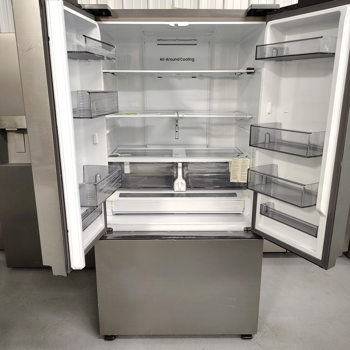 Samsung 27 cu. ft. Counter Depth 3-Door French Door Refrigerator with Dual Auto Ice Maker Fingerprint Resistant Stainless Look RF27CG5010S9AA