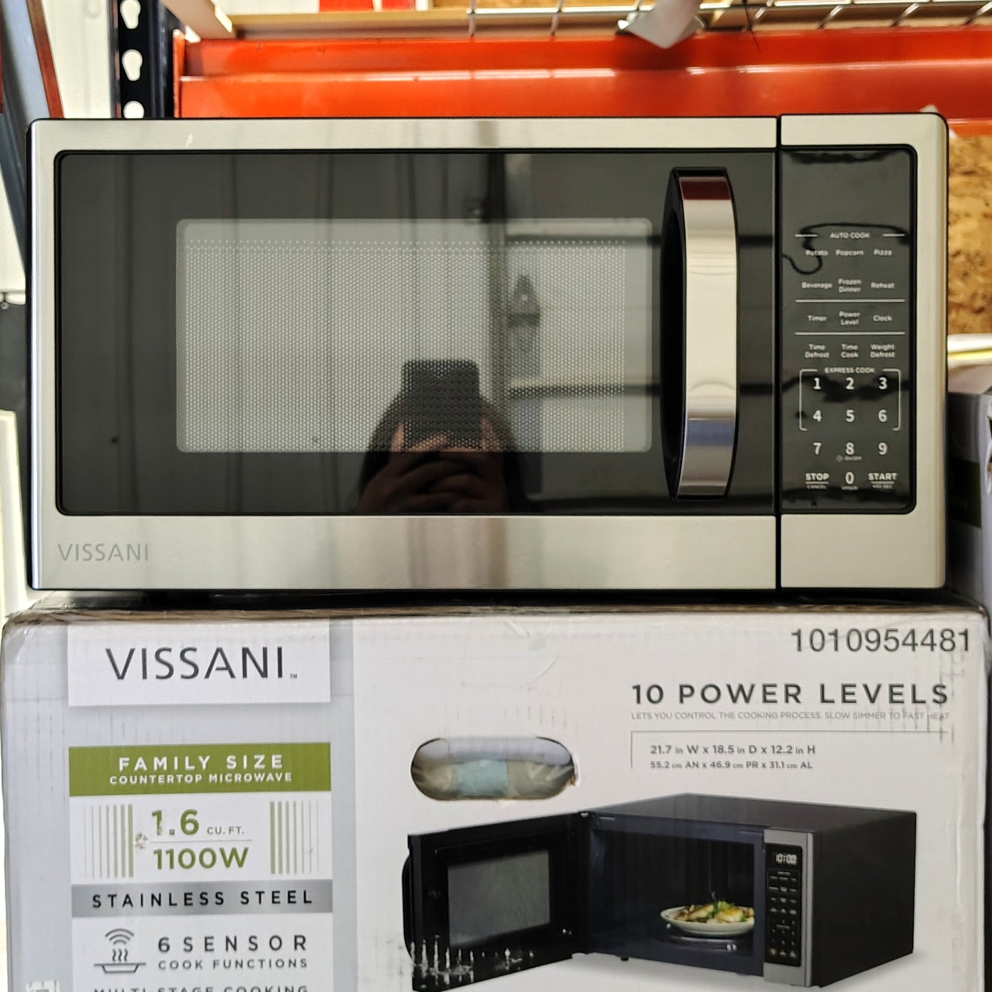 Vissani 21 in. 1.1 cu. ft. 1000-Watt Countertop Microwave Oven in Fingerprint Resistant Stainless Steel and Bar Handle VSCMWE11S2W2102