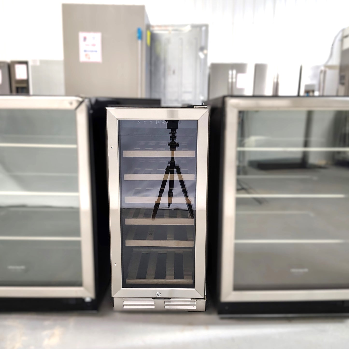 Nipus 15 in. Single Zone 30-Bottle Cellar Cooling Unit Built-In and Freestanding Wine Cooler 2 Handles Stainless Steel NPSING01