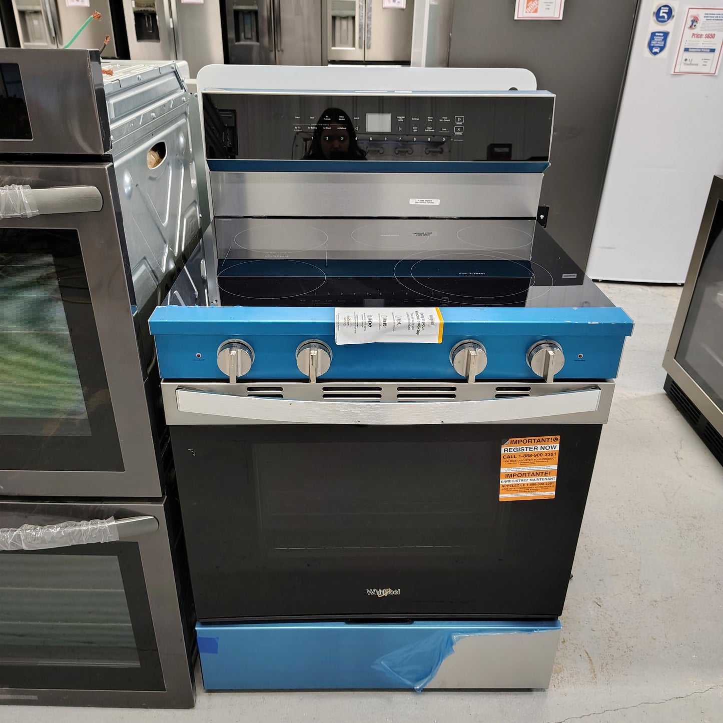 Whirlpool 30 in. 5-Element Freestanding Electric Smart Range in Fingerprint Resistant Stainless Steel with Air Cooking Technology WFES7530RZ