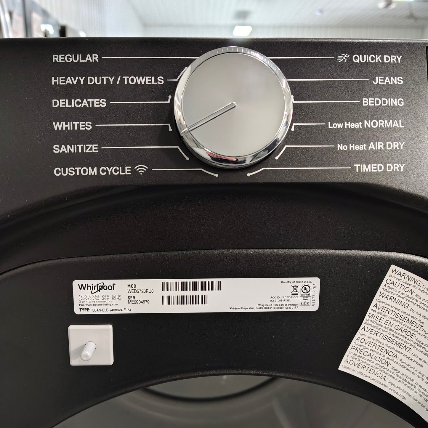 Whirlpool 7.4 cu. ft. vented Front Load Electric Dryer in Volcano Black with Wrinkle Shield Option WED5720RU0