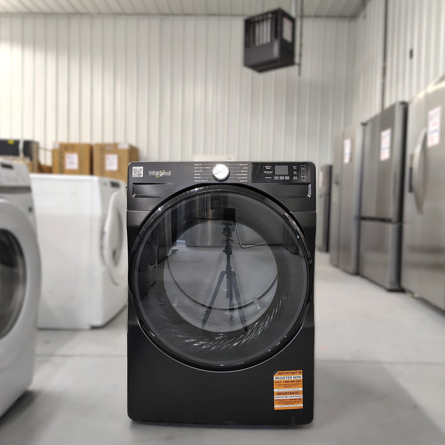 Whirlpool 7.4 cu. ft. vented Front Load Electric Dryer in Volcano Black with Wrinkle Shield Option WED5720RU0